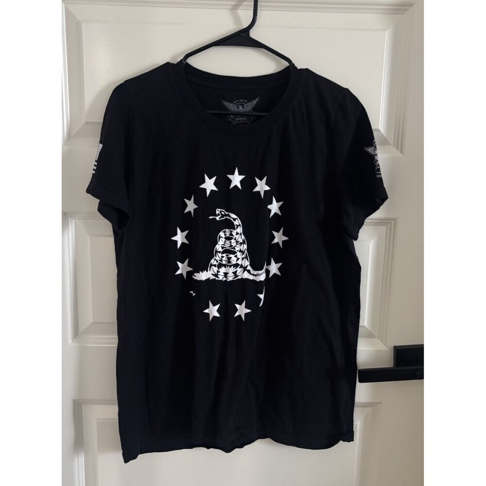We The People Holsters Women's Black Patriotic Graphic Crewneck Tee XL